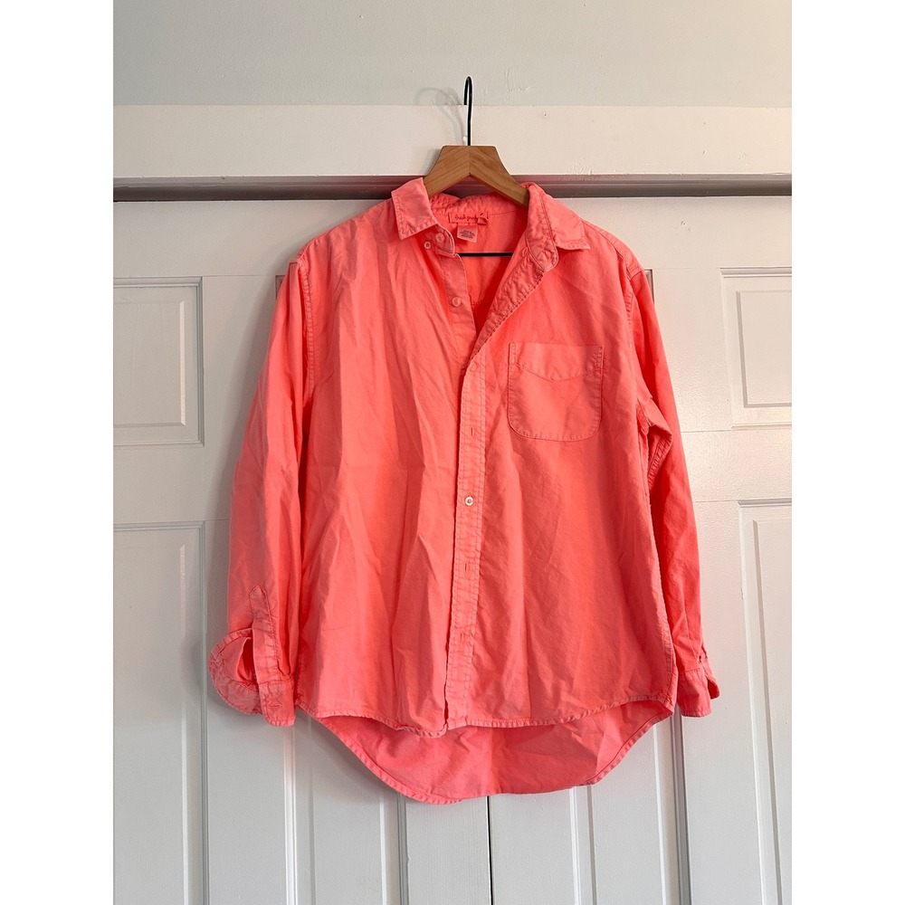 Fresh Produce Neon Coral Pink Cotton Button Down Shirt XS ALSOXFD Relaxed Fit - Picture 2 of 4